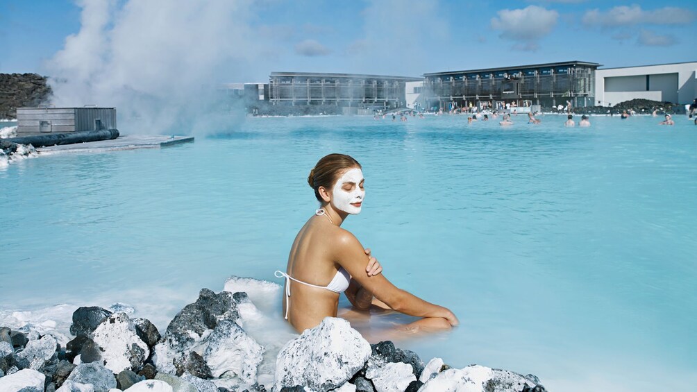 Woman relaxing in the Blue Lagoon in Iceland