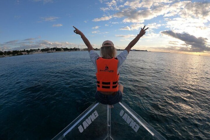 Clear boat Cozumel snorkel