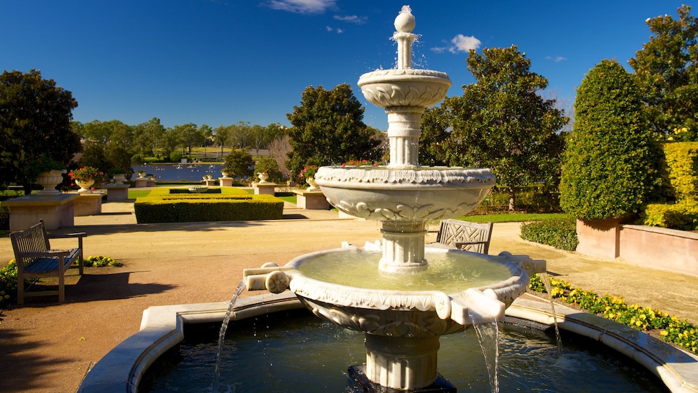 Four tier fountain in garden in Hunter Valley