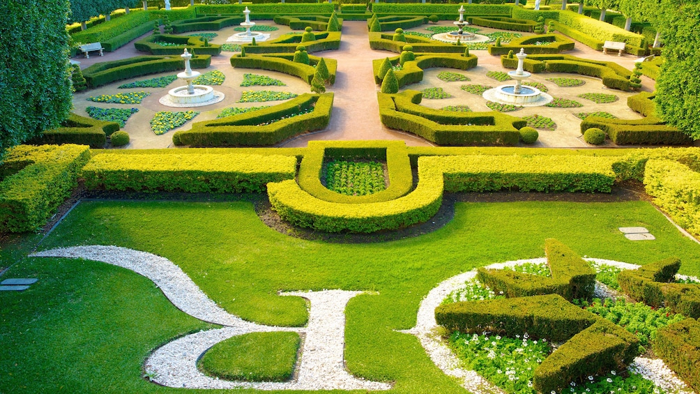 View of complex garden in Hunter Valley