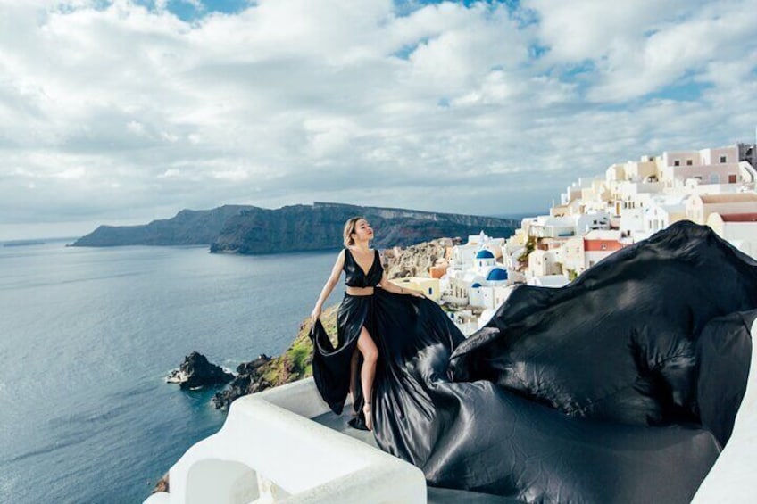  Photoshoot in Flying Dresses in Santorini 
