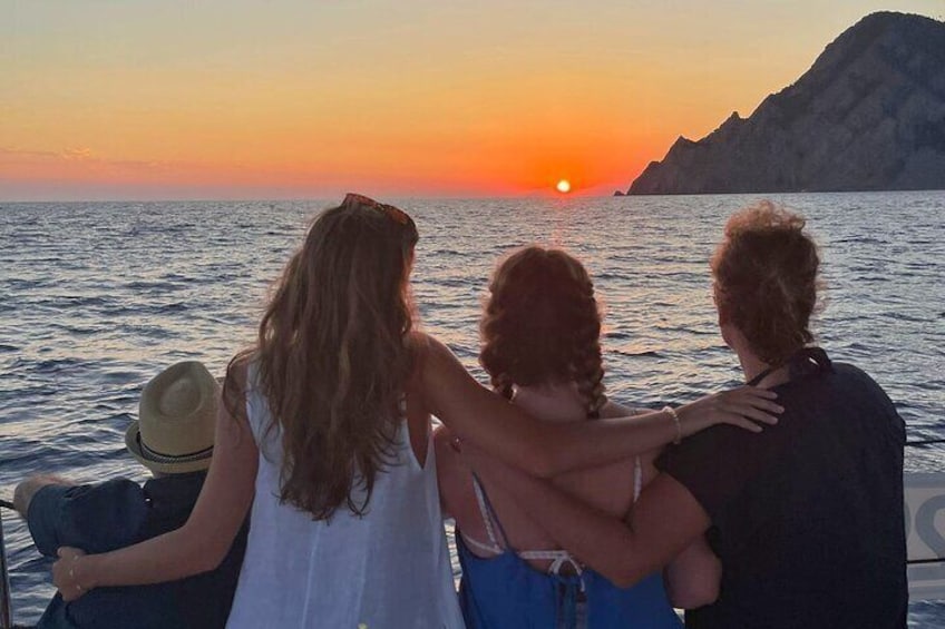 Sunset Cinque Terre Boat Tour with a traditional ligurian gozzo from Monterosso