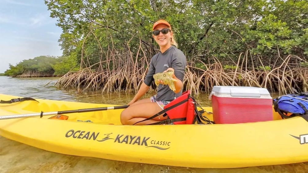 Close up view of a woman on a kayak in Florida Keys - Key West, FL