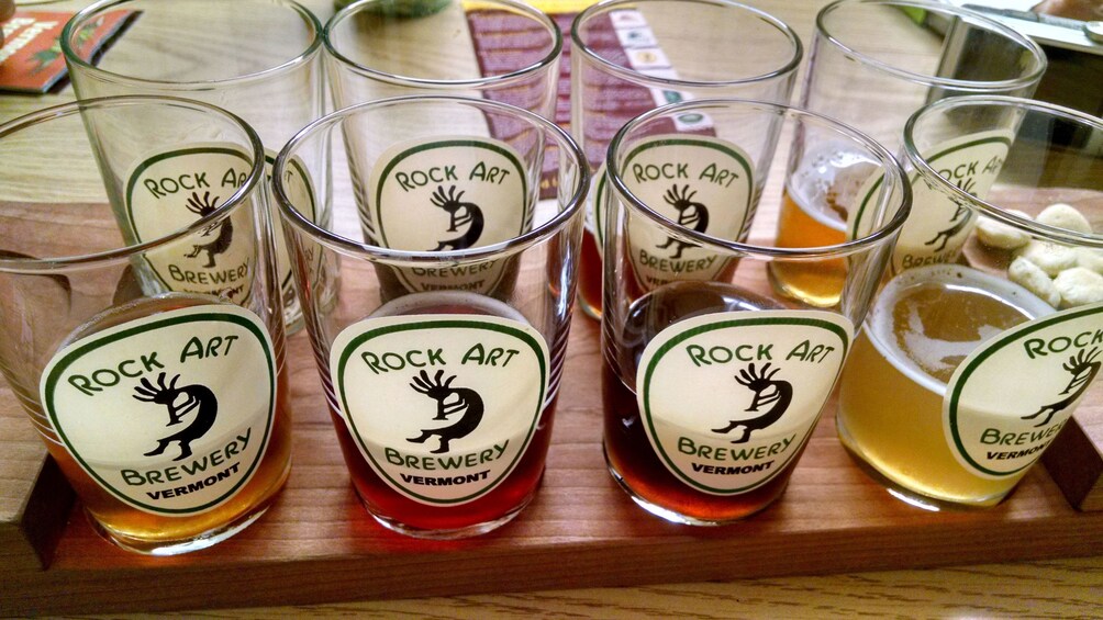 Beer samples at a brewery in Vermont