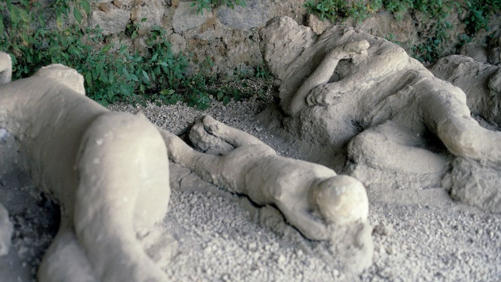 Plaster casts of victims in Pompeii