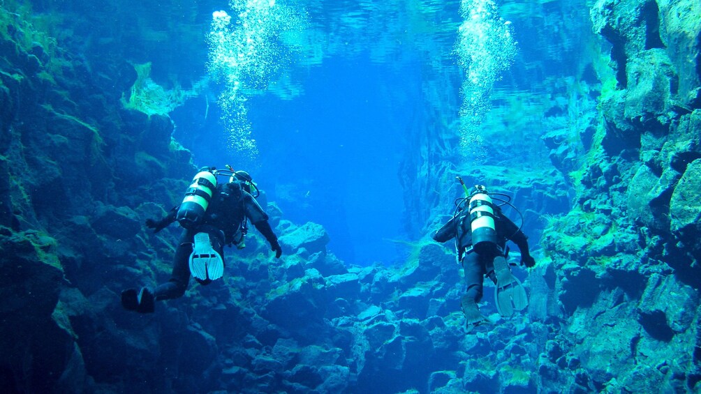 Scuba divers in Reykjavik