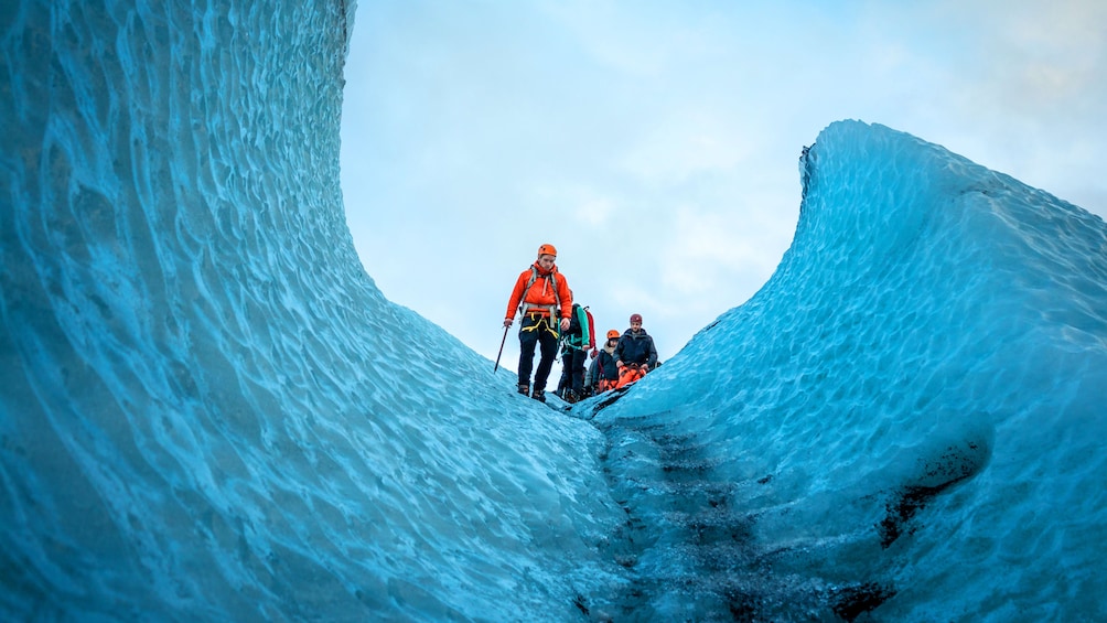 Hiking group on a glacier