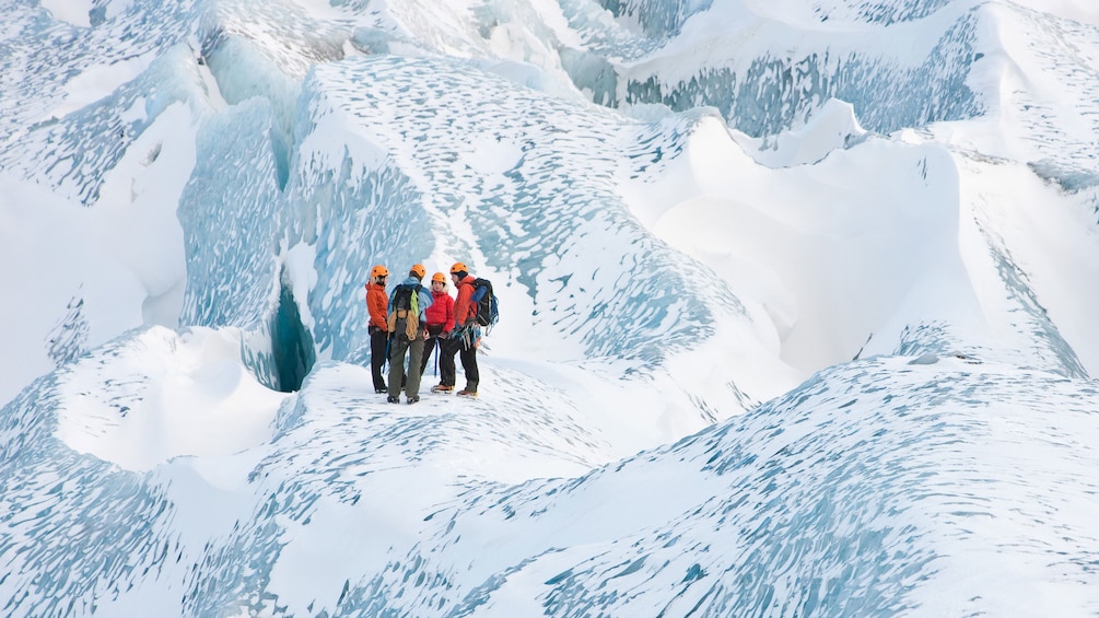 Hiking group on a glacier in Iceland