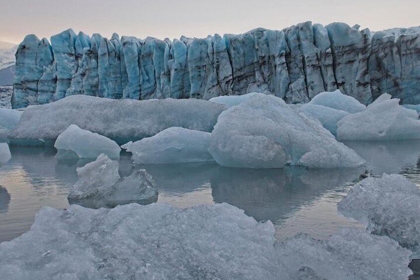 The Blue Steel, Vatnajökull Glacier, where ice is calving into Jökulsárlón, glacier lagoon. Snapped on a Summer Treasure - Glacier Discovery hiking tour via Blue Iceland - Ice Caving and Hiking