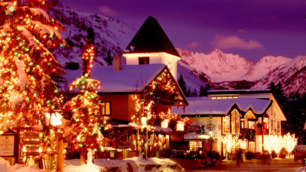 Vail at night at Christmas time