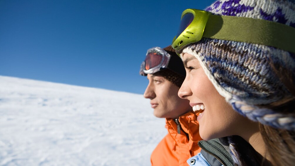 Two snowboarders on a mountain