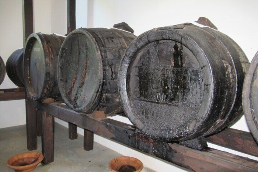 Barrels of traditional balsamic vinegar of Modena
