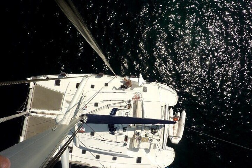 Day trip on a sailing catamaran in Sardinia