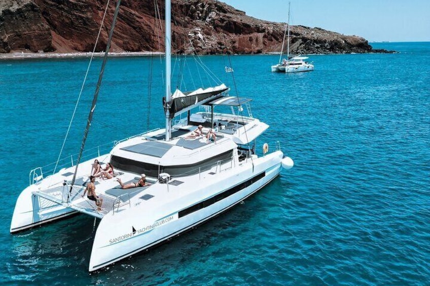 Majestic Catamaran Caldera Cruise with Snacks, Meal & Drinks