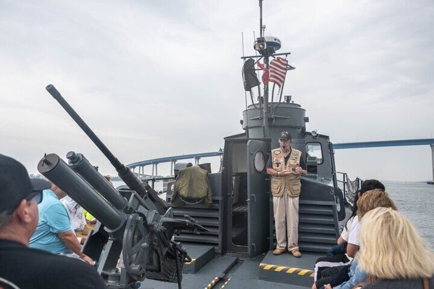 Maritime Museum of San Diego's PCF 816 Swift boat volunteer Docent narrates this 75-minute Naval History Tour on San Diego Bay.