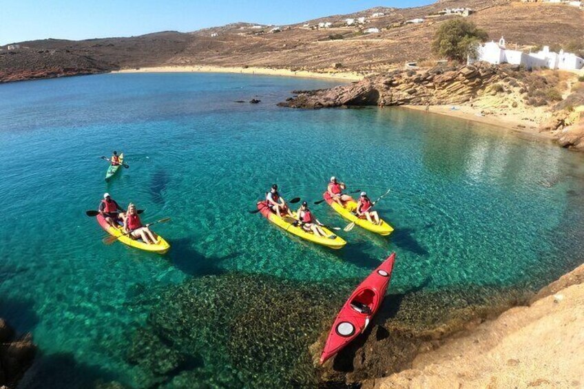 Kayaking in the sheltered natural beauty bays of Mykonos !