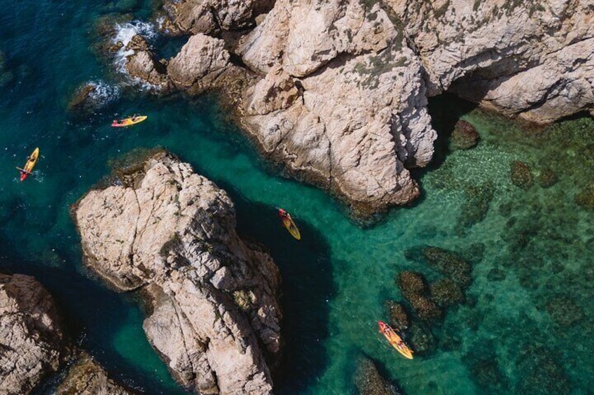 Tossa de Mar: Kayak & Snorkel Tour with Paella from Barcelona
