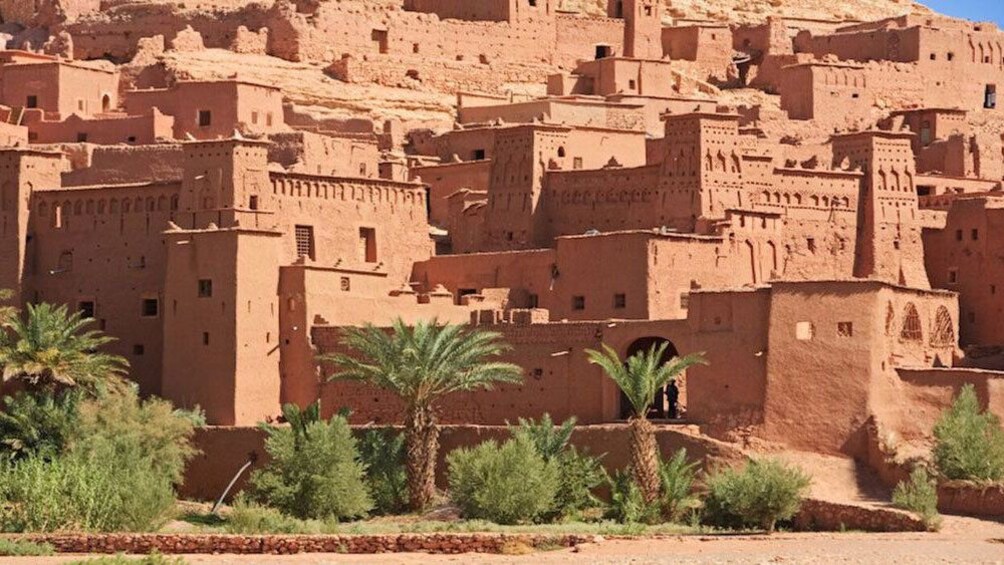 view of city traveling up the hillside in Ait Ben Haddou Kasbah