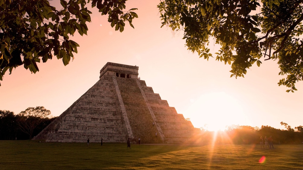 Sunset on Chichen Itza temple in Cancun