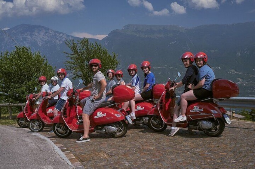 Lake Garda Vespa scooter tour departure at San Felice del Benaco.