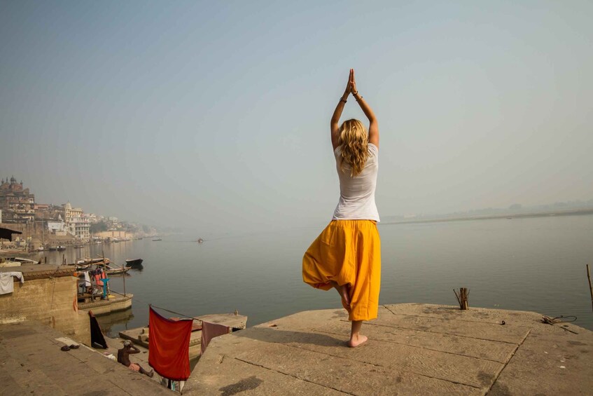 Picture 1 for Activity Varanasi: Morning Guided Boat Ride with Yoga