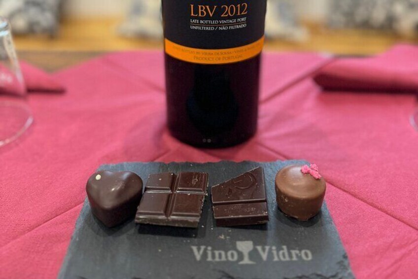Selected pralines and chocolate