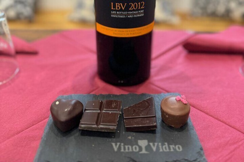 Selected pralines and chocolate