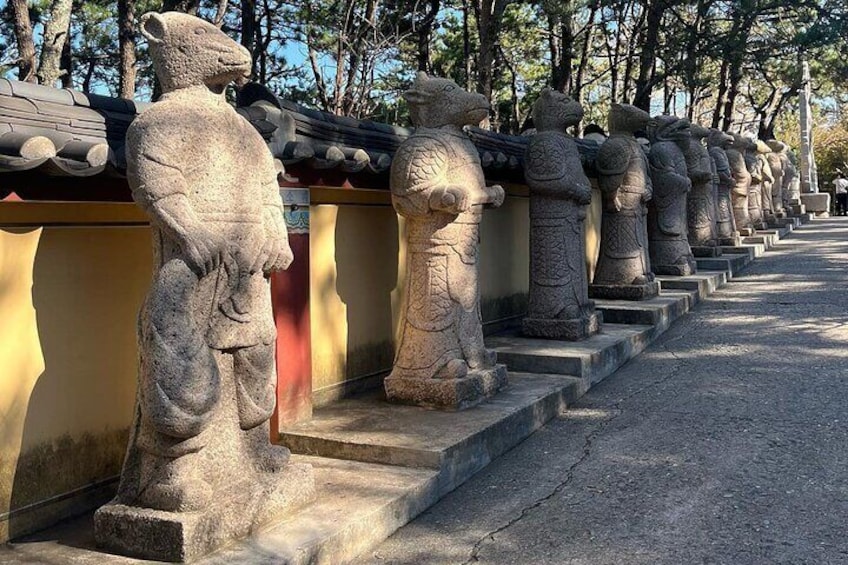 Haedong Yonggungsa Temple Entrance-12 stone statues