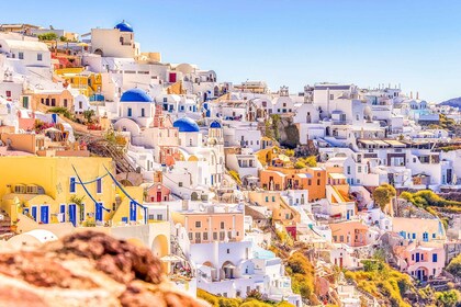 Santorin : Excursion d'une journée, dégustation de vin et coucher de soleil...