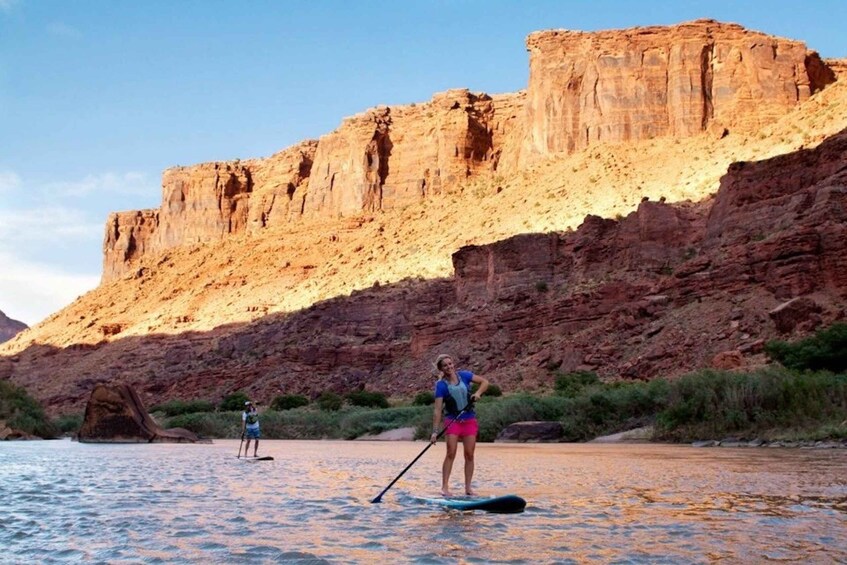 Stand-Up Paddleboard with small rapids on the Colorado.