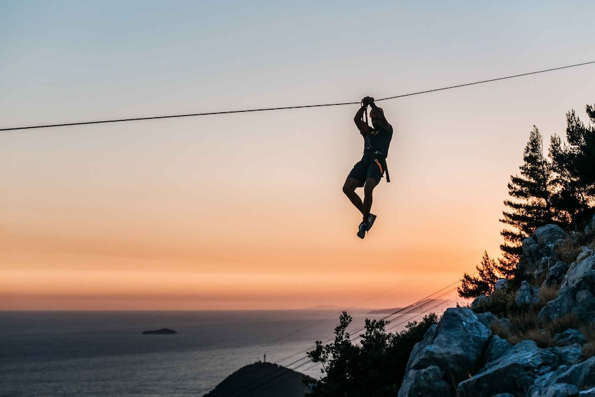 Picture 1 for Activity Dubrovnik: Sunset Zip Line Experience Followed by Wine