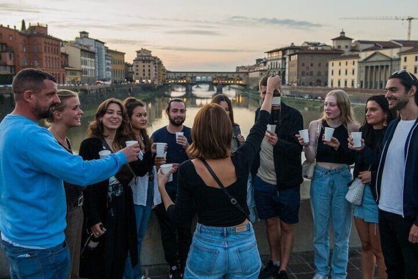 Ponte Vecchio in background of Tipsy Tour