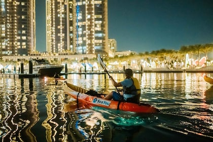 Dubai: Kajaktocht zonsondergang/nacht Dubai Creek