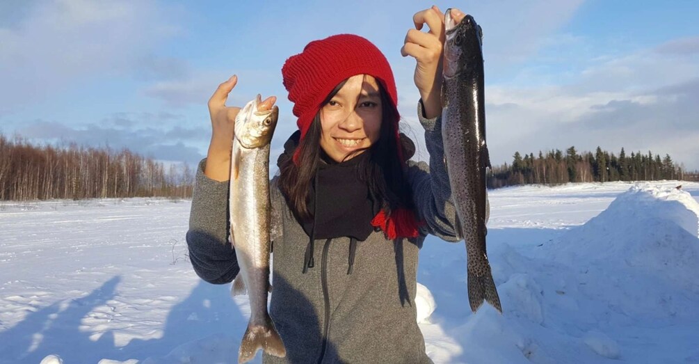 Picture 3 for Activity Chena Lake: Aurora Borealis Viewing & Ice Fishing Adventure