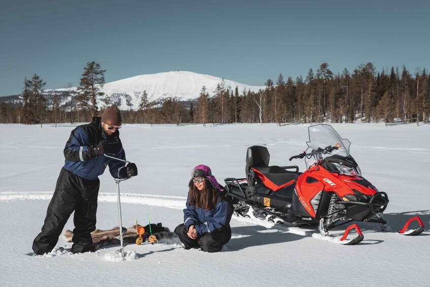 Picture 3 for Activity Levi: Snowmobile Safari with Ice Fishing and Outdoor Lunch