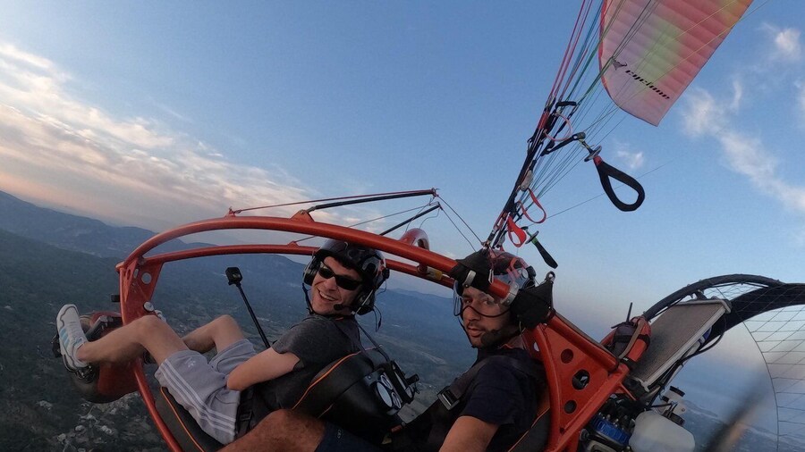 From Parelia: Paramotor Flight over Corfu's Coast