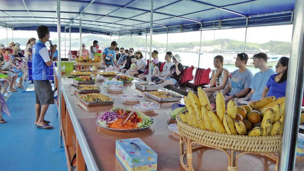 Food aboard John Gray's sea canoe in Phuket 