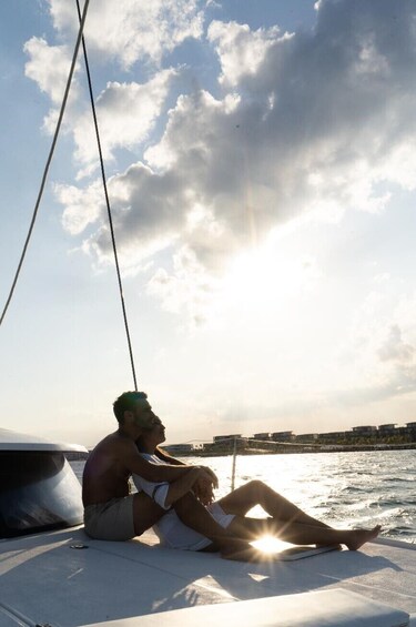 Sunset Catamaran Cocktail & Beach Club with Transportation In Riviera Maya