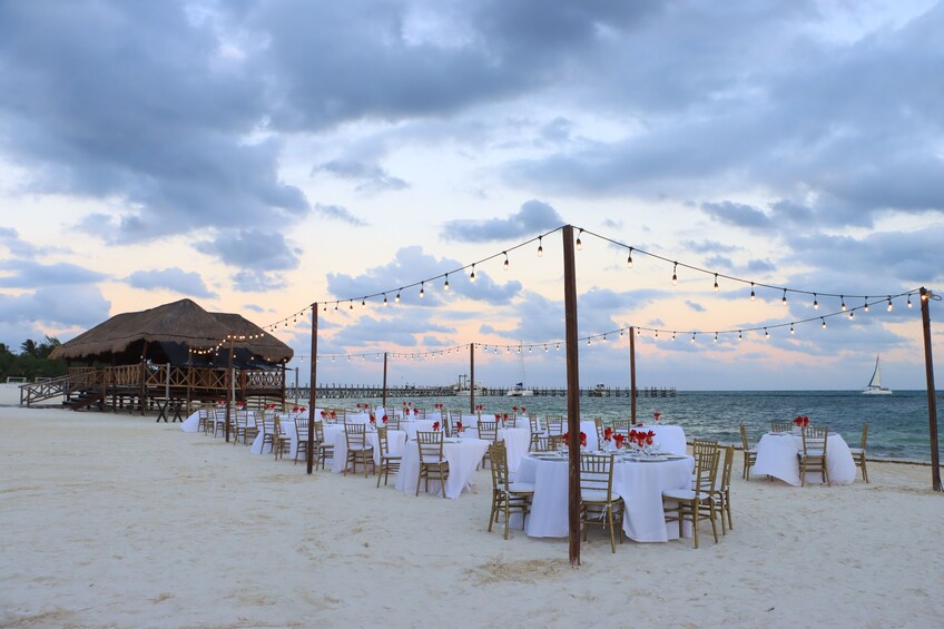 Sunset Catamaran & Deluxe Beach Dinner with Transportation In Riviera Maya