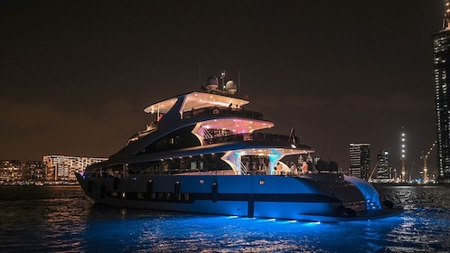 Dubai Harbour Super Yacht Experience with Live Station & Drinks 