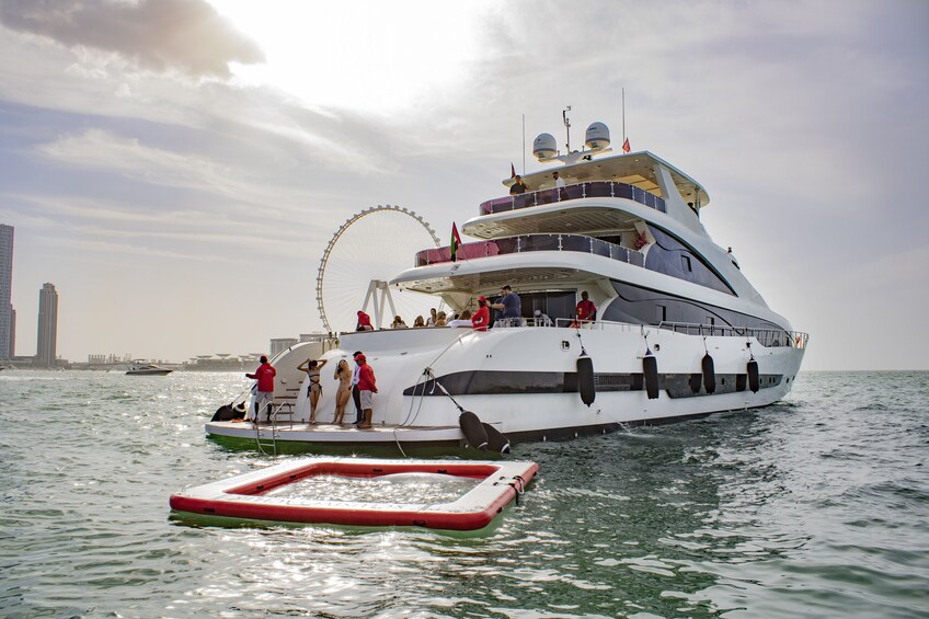 Dubai Harbour Super Yacht Experience with Live Station & Drinks 