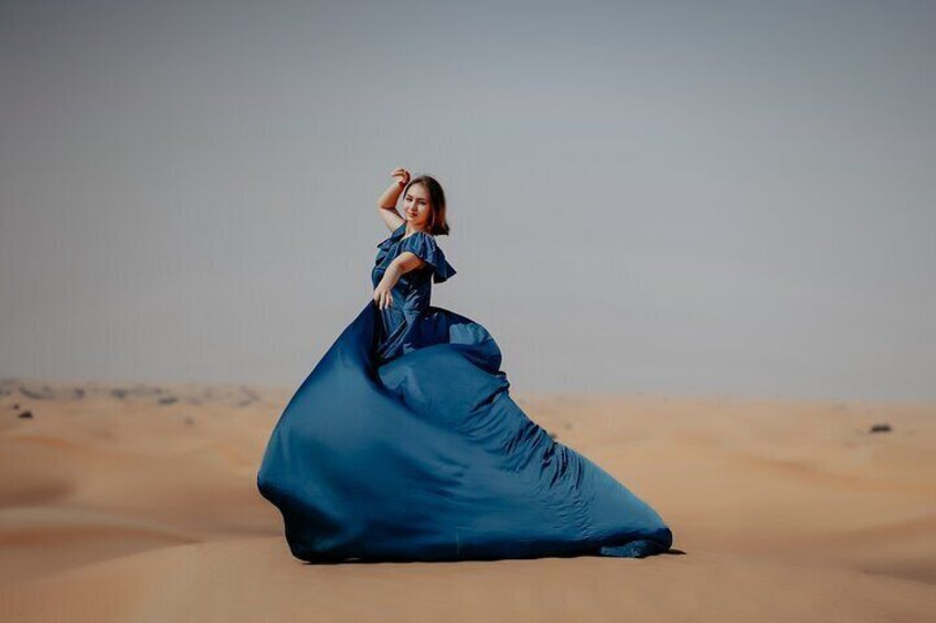Dubai: Desert Adventure Safari with Flying Dress Photography