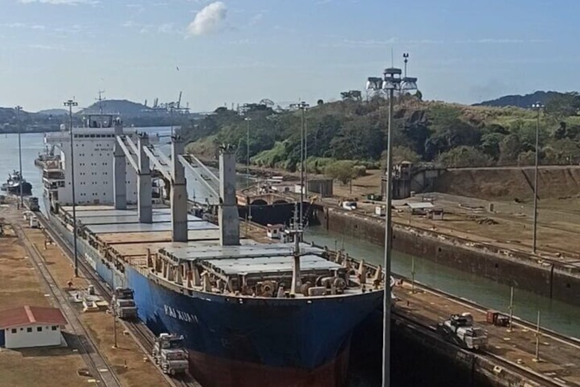A Panamax size Ship in Miraflores Locks 
