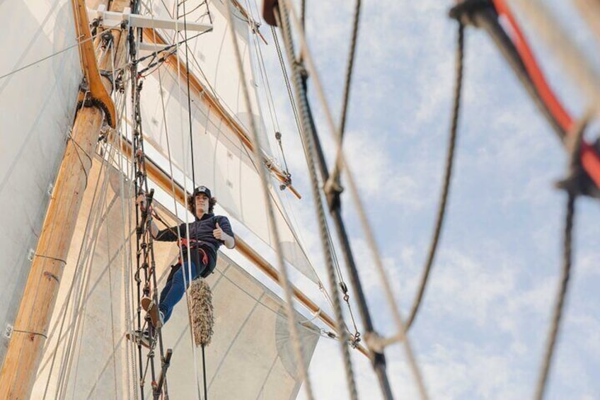 Get adventurous and climb the rigging to the top for a better view