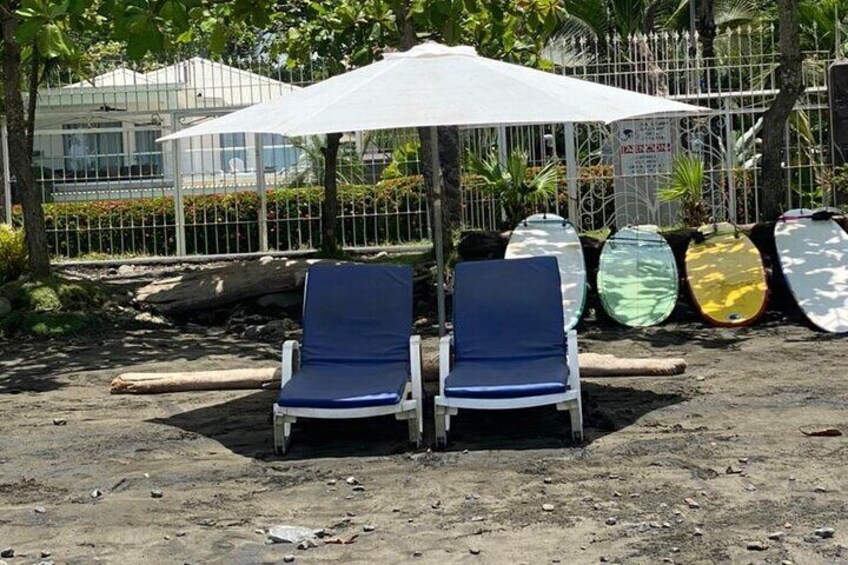 after the surf lessons relax in our beach chairs, they are free for your lesson.