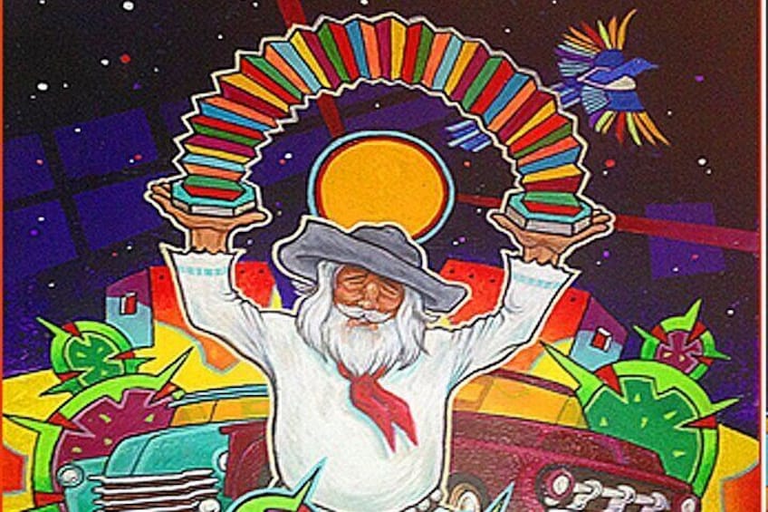 Painting by Taos Walking tours owner and guide, artist, and storyteller Sam Richardson