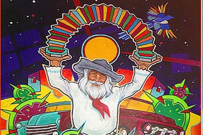 Painting by Taos Walking tours owner and guide, artist, and storyteller Sam Richardson