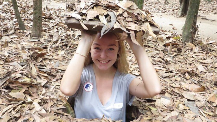 one of secret entrances in Cu Chi tunnels