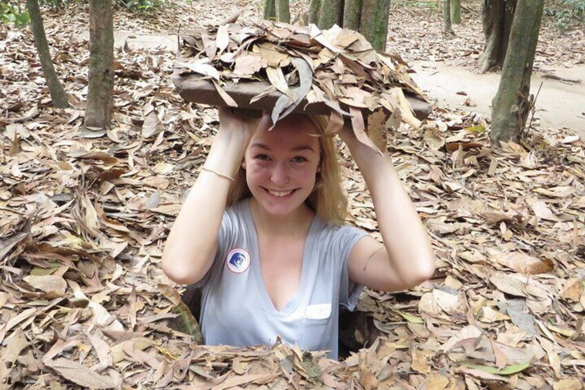 one of secret entrances in Cu Chi tunnels