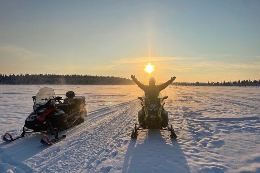 Guided Snowmobile Tour in Kiruna